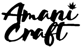 A black and white logo for a company called amani craft.