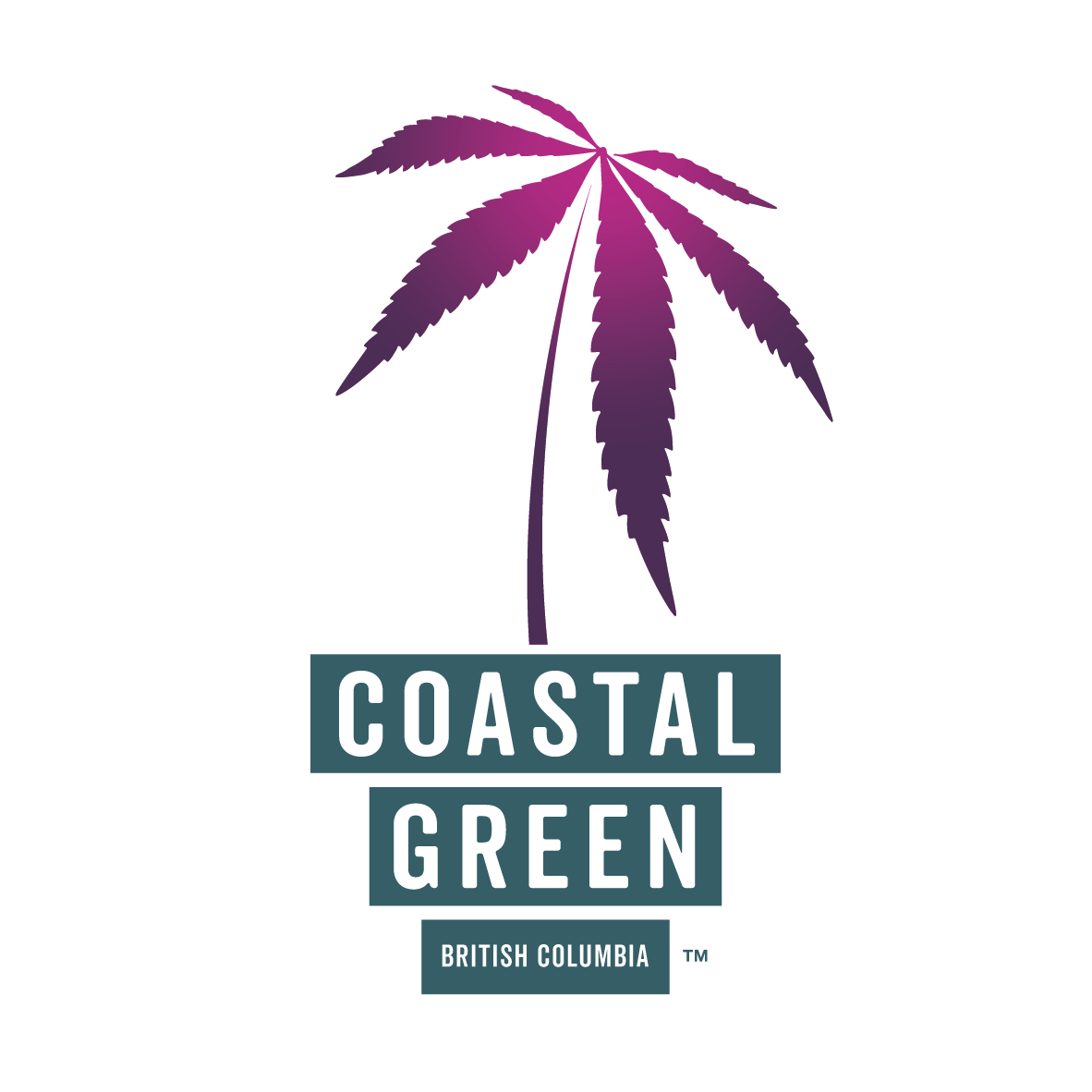 A logo for coastal green british columbia with a palm tree