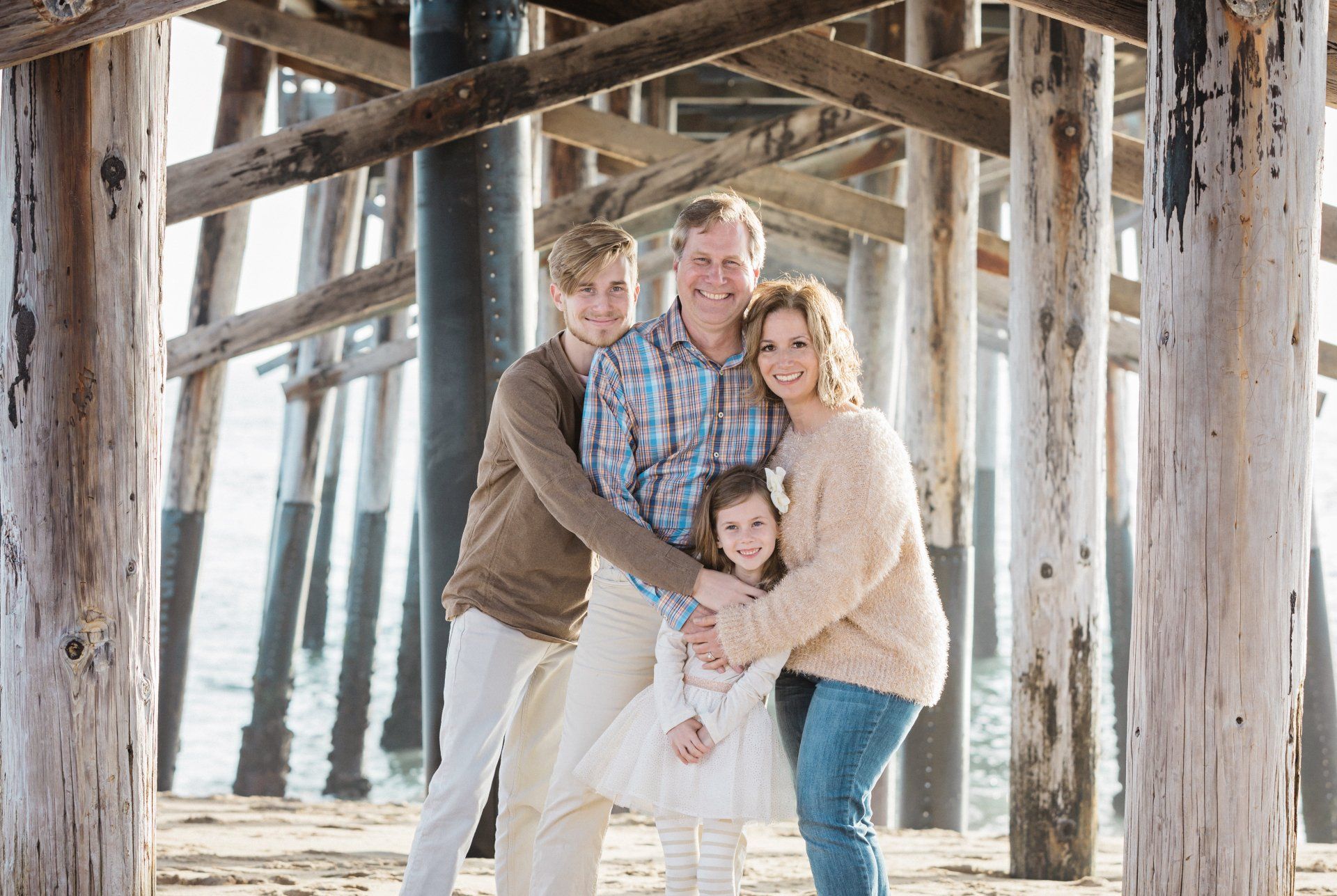 Lifestyle family portrait at Newport Beach