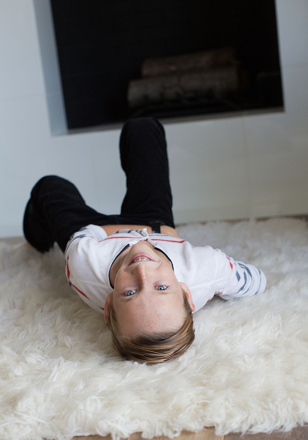 Candid portrait of youngest son in home in San Juan Capistrano
