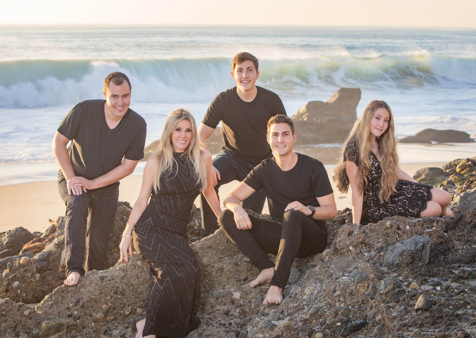 Golden hour family portrait amidst the beauty of Laguna Beach