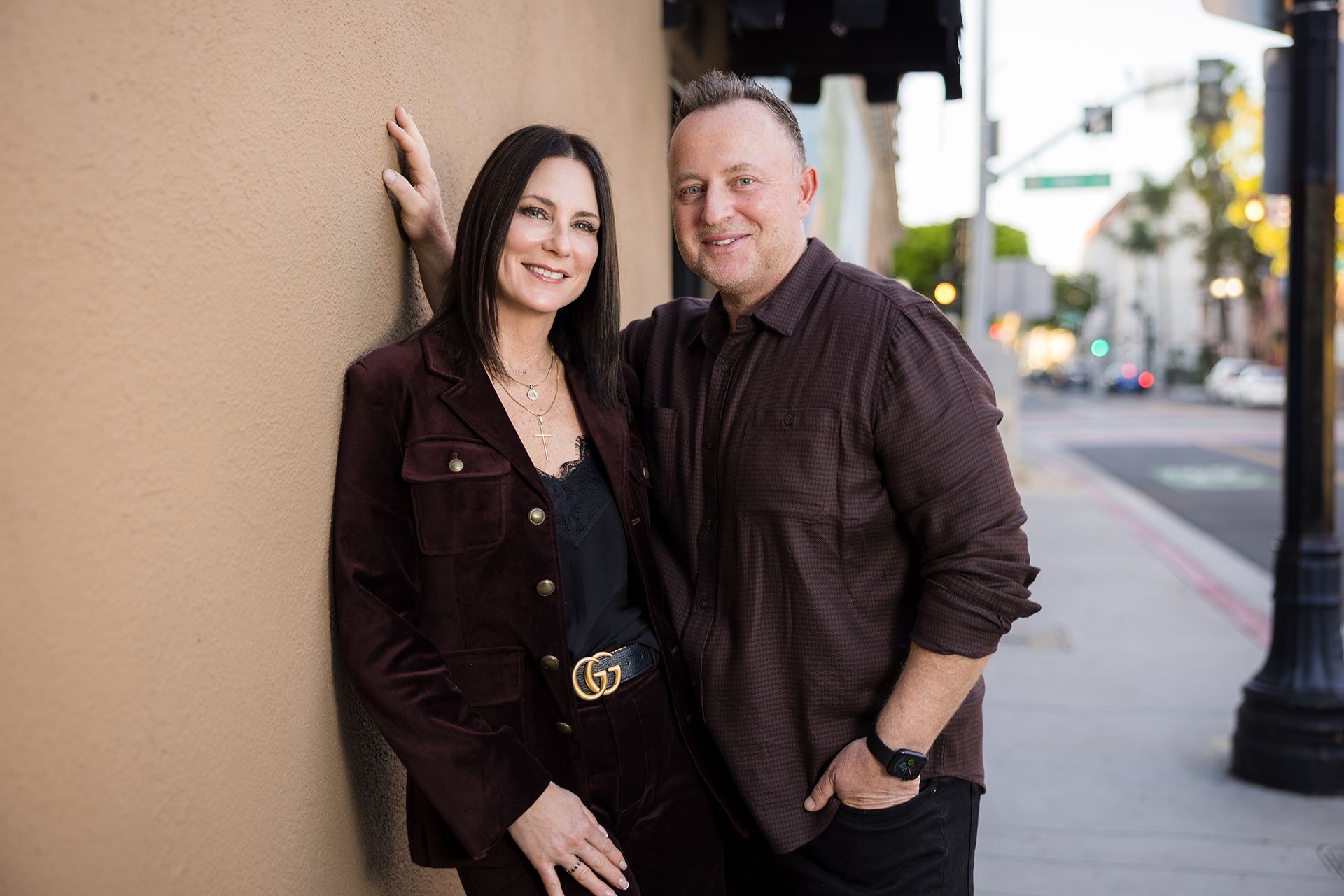 Modern couple portrait in Santa Ana; lifestyle branding photography for parents.