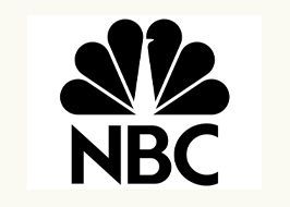 A black and white nbc logo on a white background