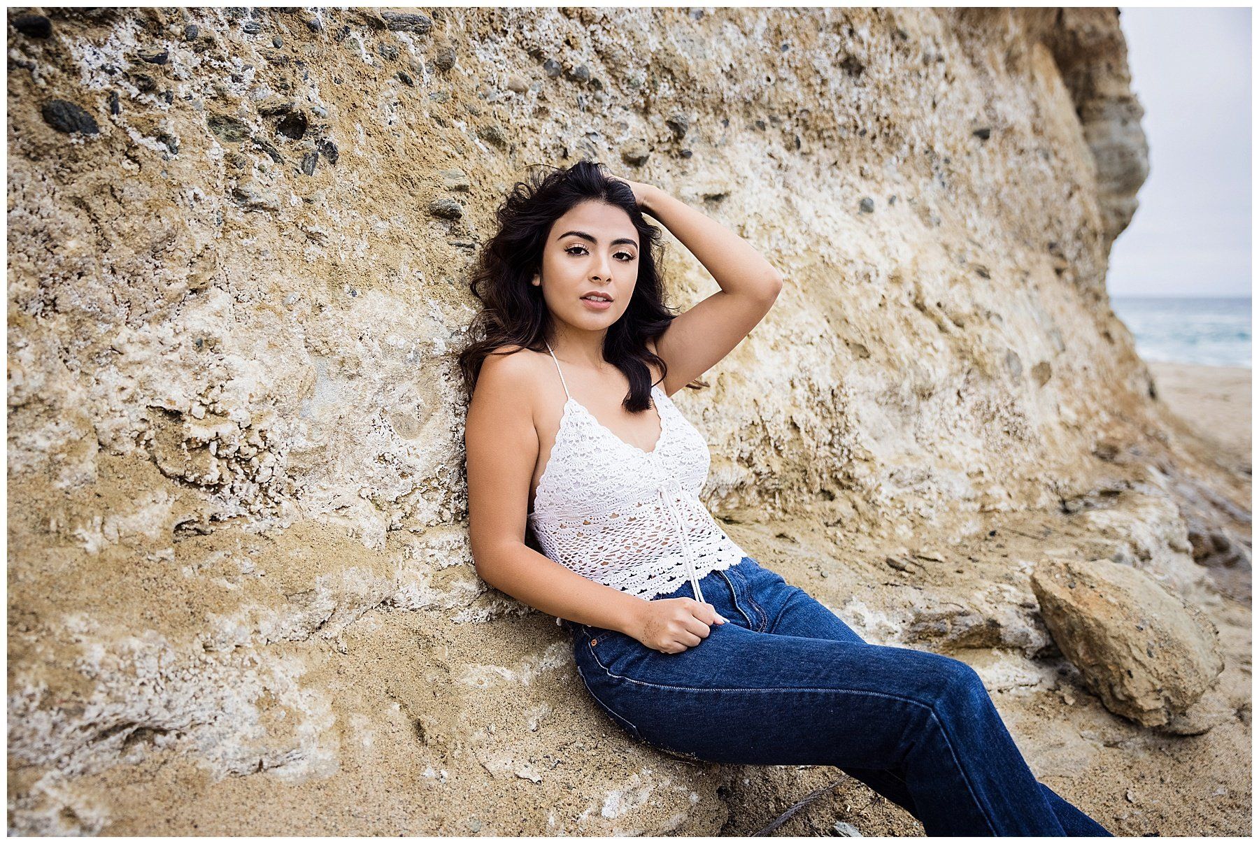 Seaside serenity: senior portrait session captures the tranquility of Tablerock Beach, Laguna Beach