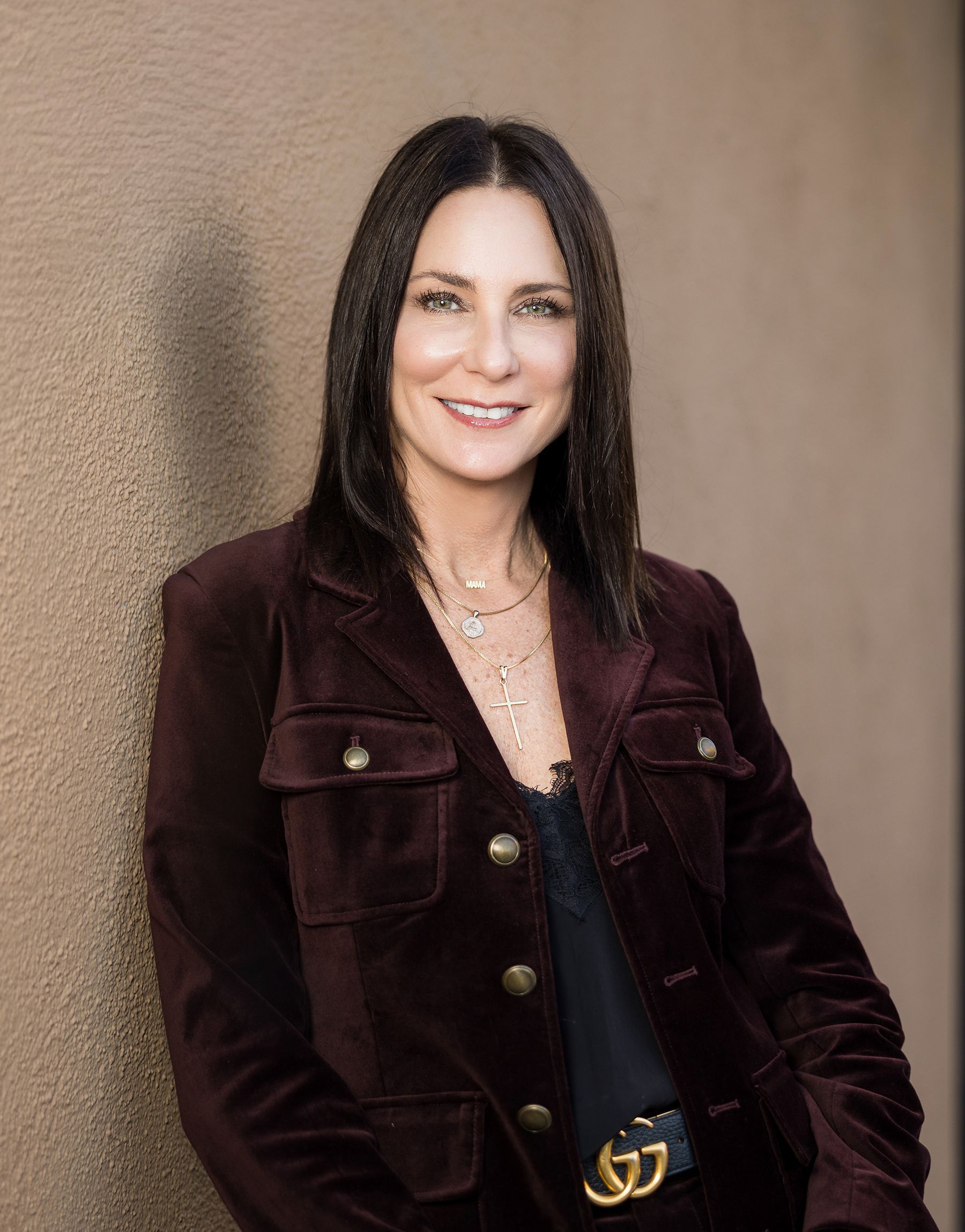 headshot of mom during a family session at Santa Ana Art district