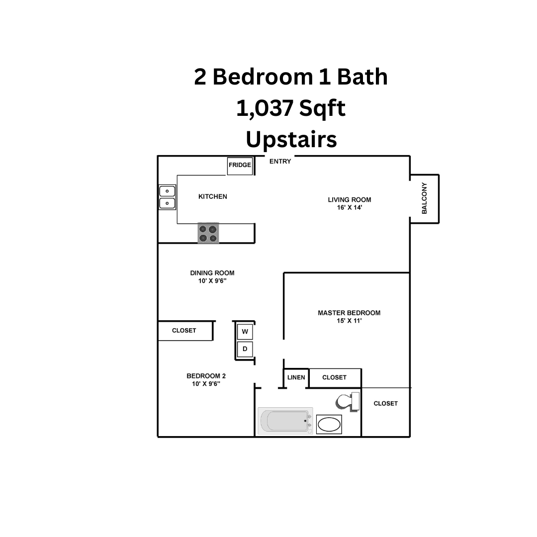 2 bedroom upstairs floor plan