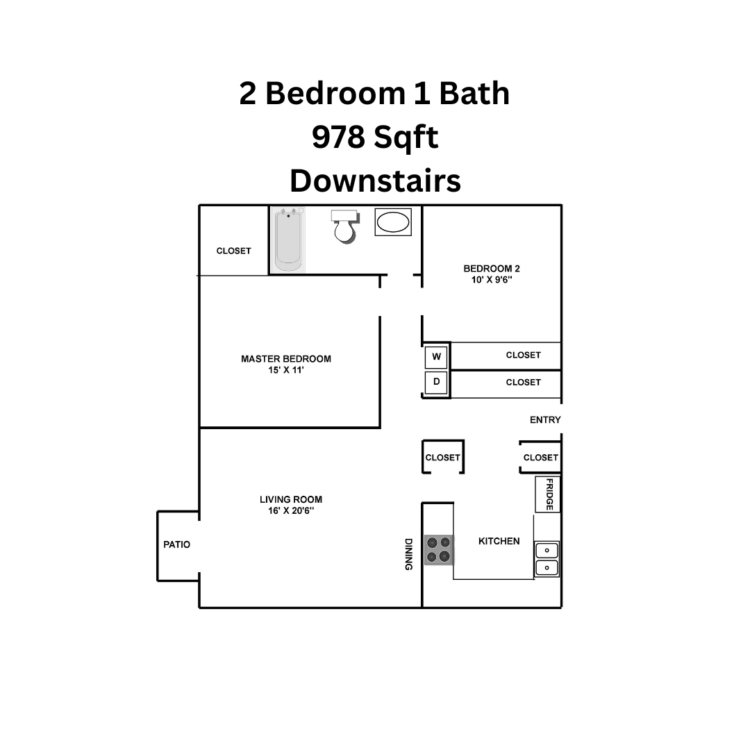 2 bedroom downstairs floor plan