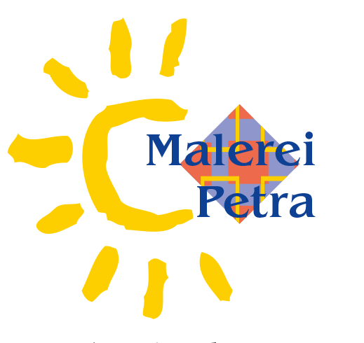 ein Logo für malerei petra mit einer gelben Sonne