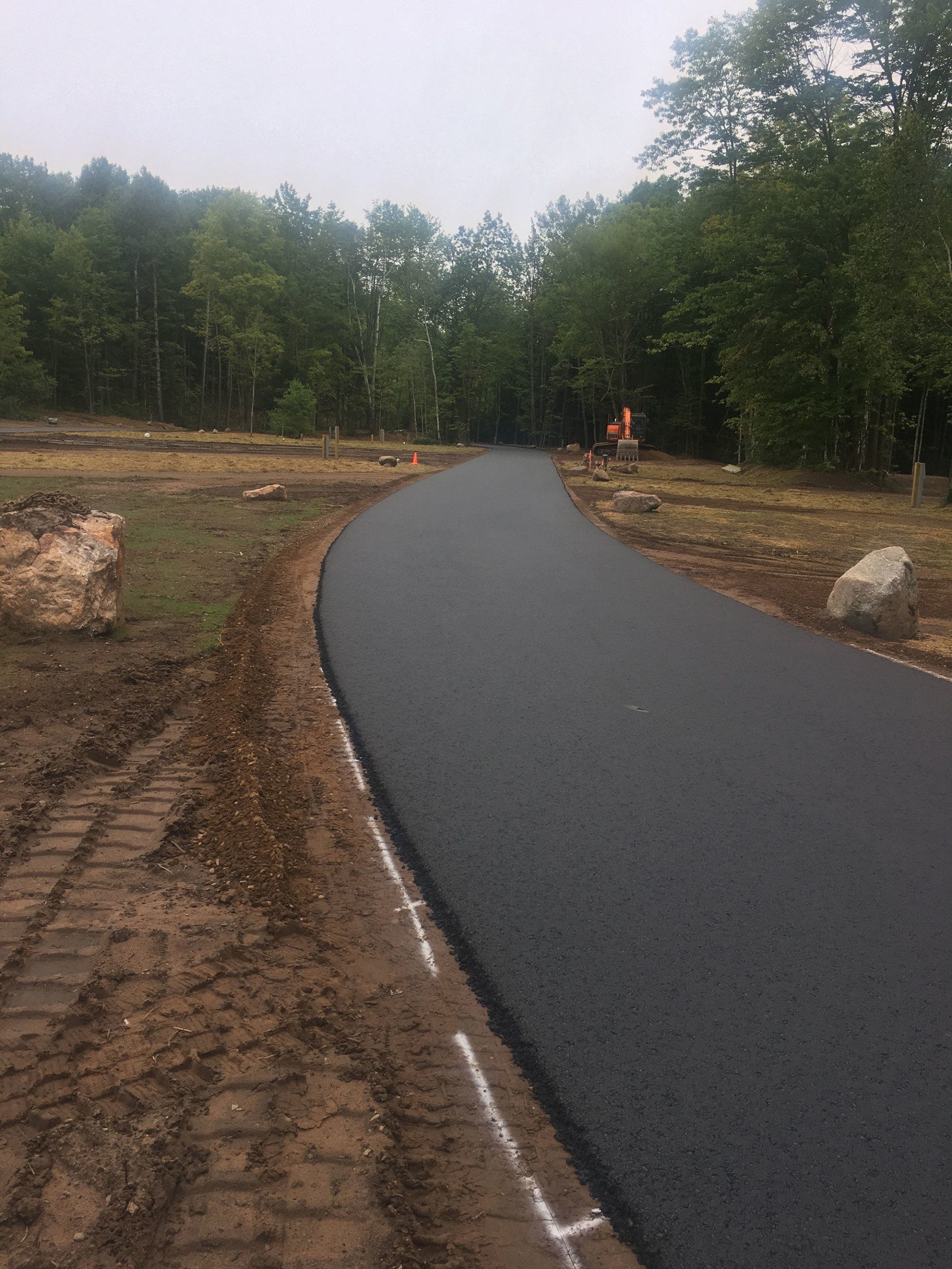 A road is being built in the middle of a forest.