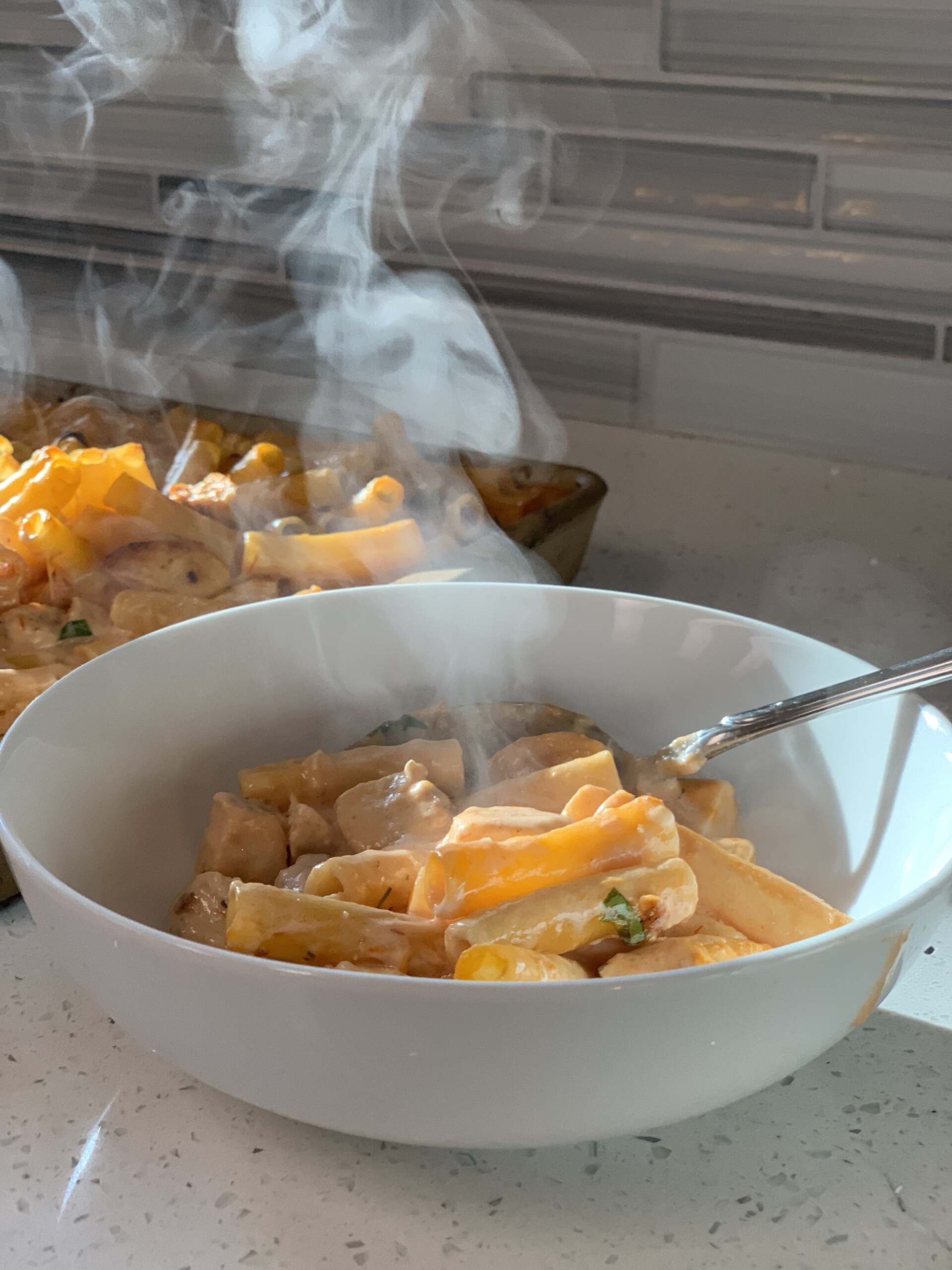 Ziti with 5 Cheeses, Grilled Chicken and Broccoli