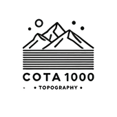 A black and white logo for a company called cota 1000 topography.