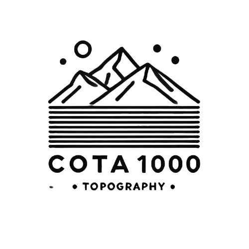 A black and white logo for a company called cota 1000 topography.