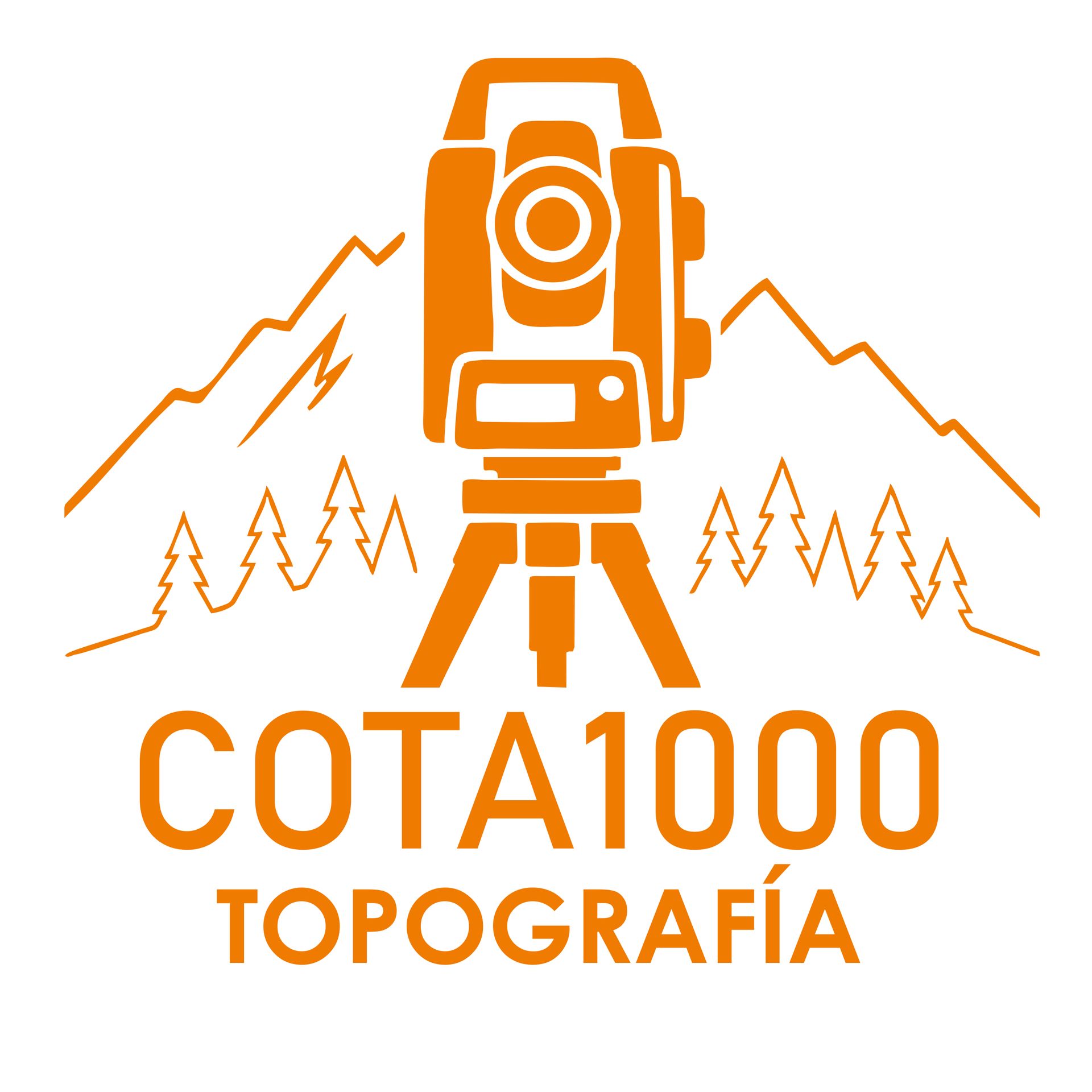 A black and white logo for a company called cota 1000 topography.
