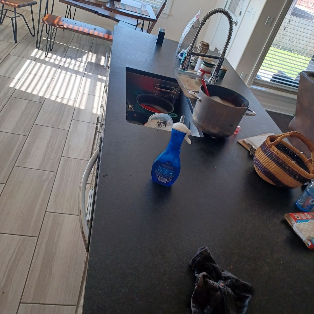 A kitchen counter with a spray bottle on it — Springdale, AR — Lady Bug Cleaning Services