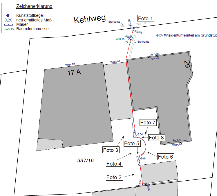 Ein Plan eines Gebäudes mit der Nummer 17 a darauf