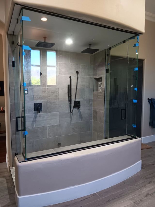 Chandler shower door replacement with frameless tempered glass