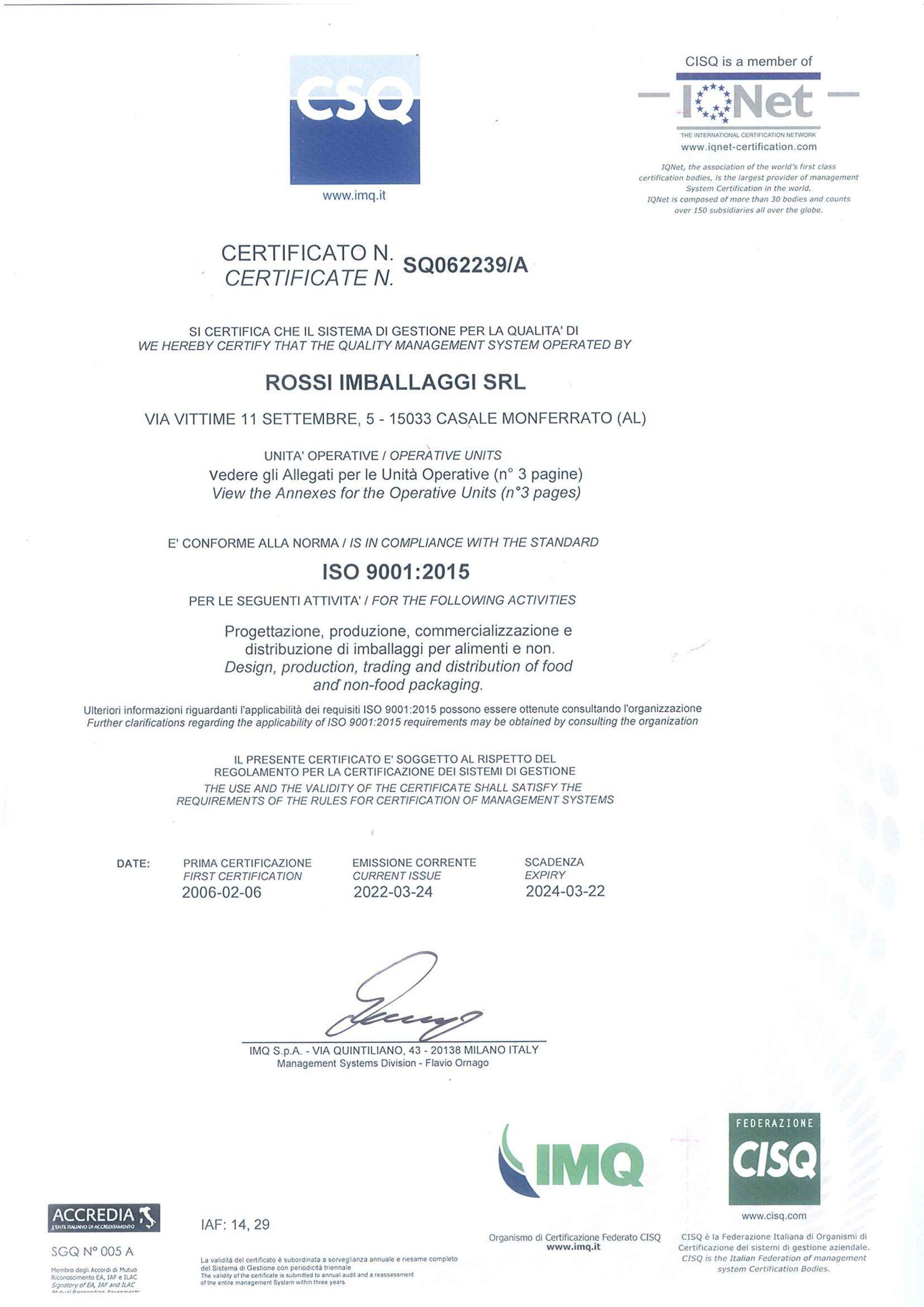 certificazioni di qualità