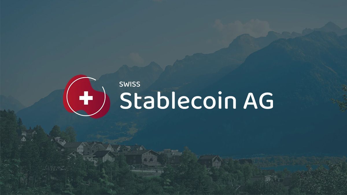 Logo Stablecoin AG mit Bergen im Hintergrund