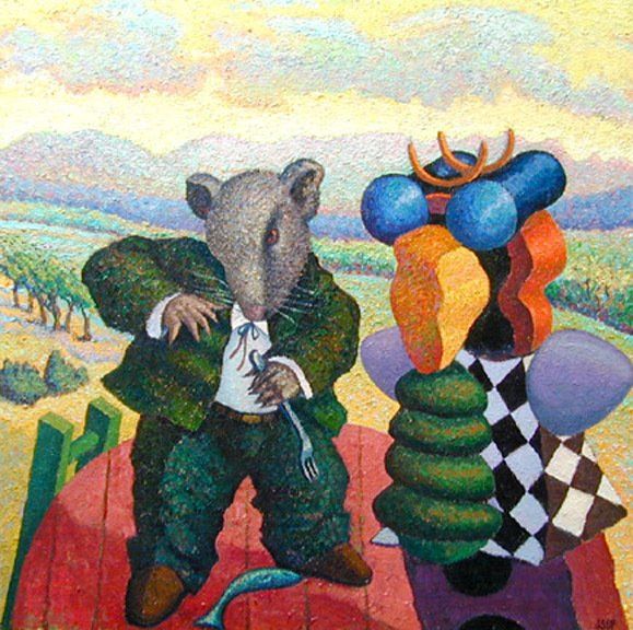 Mr. Rat and Puppet, 2003 Oil on canvas, 72 