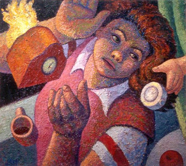 No Time for Cappuccino, 1999 Oil on canvas, 30 