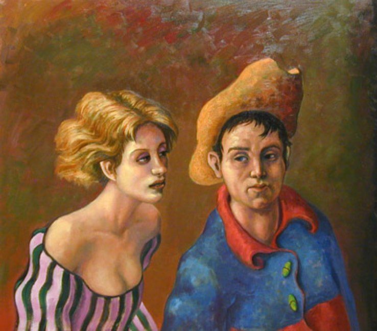 Woman and Cowboy, 2004 Oil on canvas, 42