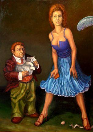 Dwarf and Woman, 2005 Oil on canvas, 72