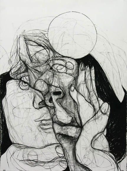 Faith and Robert 8-12, 2010, 30 in by 22 in, charcoal