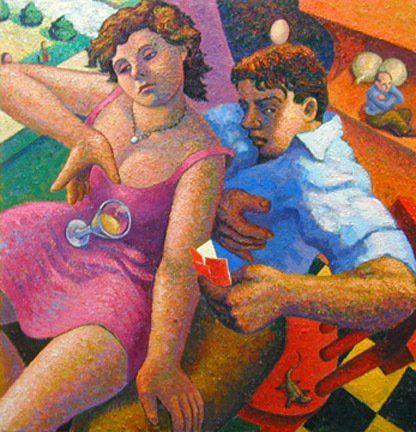 Falling Couple in Love , 2002 Oil on Cavas, 60 
