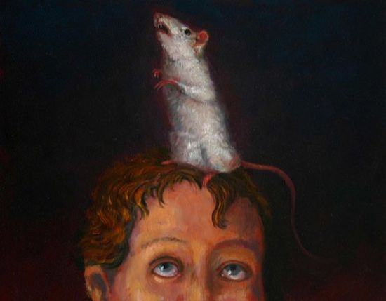 Half Head, Mouse, 2004 Oil on board, 11