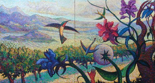 Hummingbird Landscape, 2002 Oil on Canvas, 70