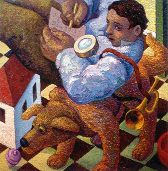 Physicist and His Dog, 1999 Oil on canvas, 48
