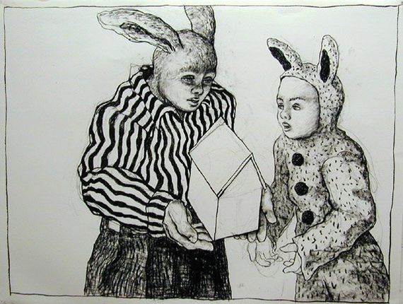 Rabbitman and Son, 2003 Charcoal, 38