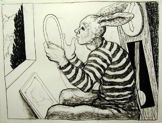 Reflective Rabbitman, 2003 Charcoal, 38