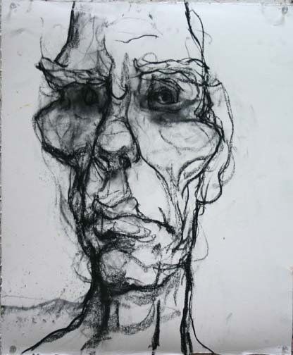 Self Portrait 4-30 #2), 2010, 30 in by 22 in, charcoal