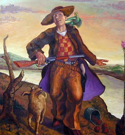 Man and Child in a Landscape, 2004 Oil on canvas, 80