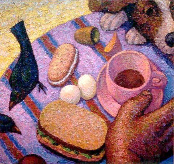 Summer Lunch with Jack, 1998 Oil on canvas, 24