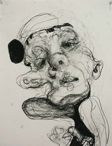 Velazquez Meditation (the dwarf Lezcano #2), 2010, 30 in by 22 in, charcoal