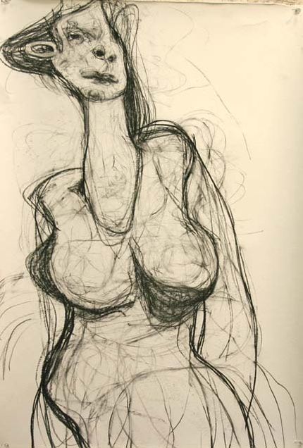 Standing Woman #2 5-21, 2010, 30 in by 22 in, charcoal