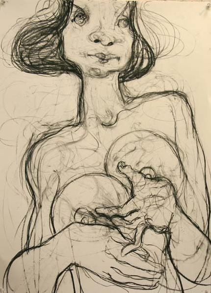 Standing Woman 5-21, 2010, 30 in by 22 in, charcoal