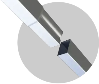 A close up of two metal tubes connecting together by a swaged joint.