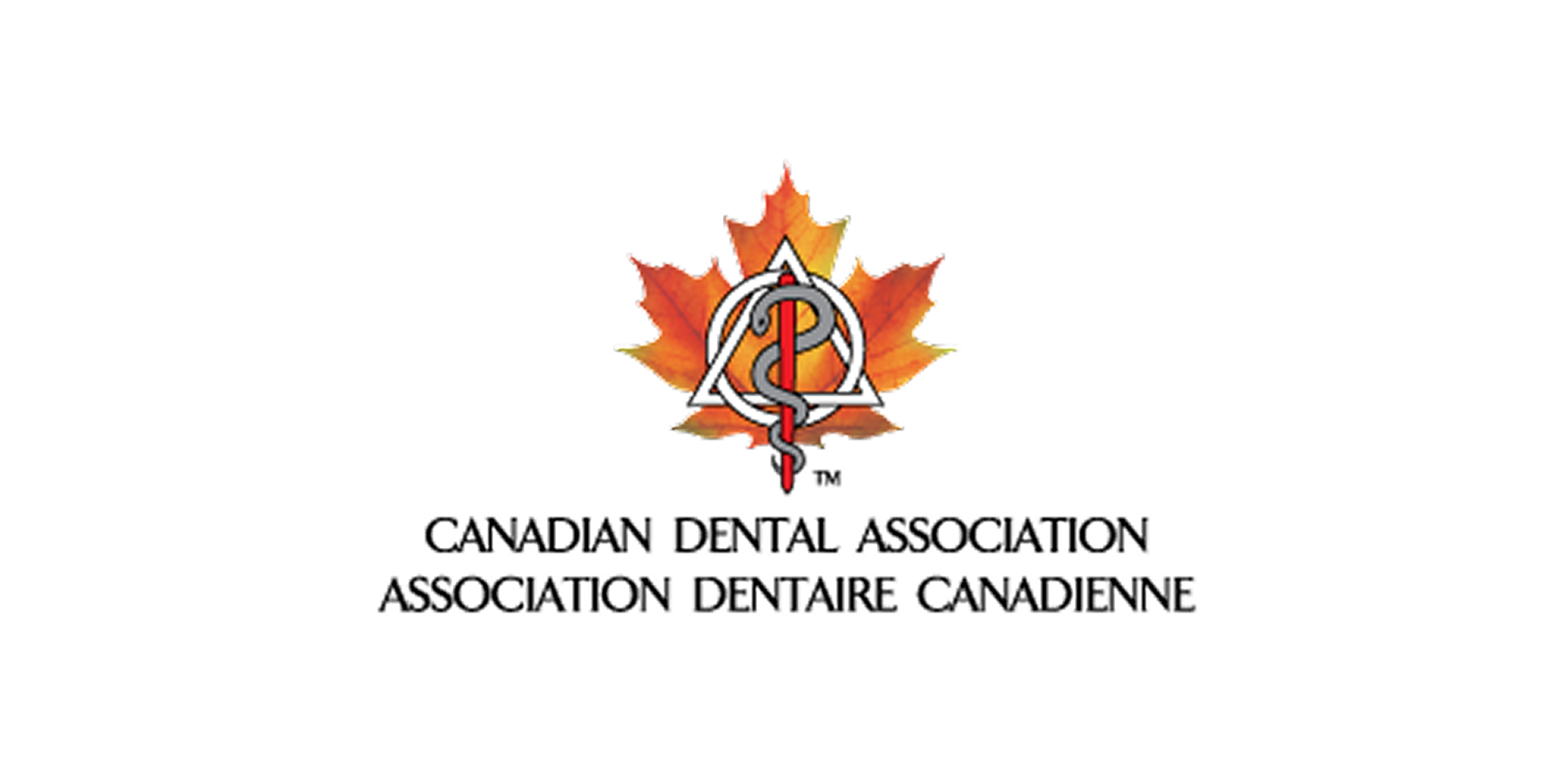 Logo of the Canadian Dental Association: a maple leaf with a staff symbol, text 