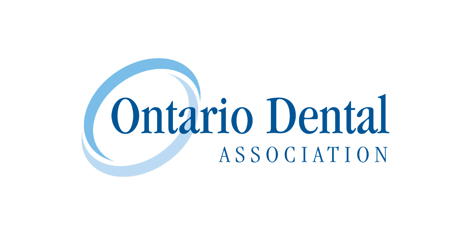 Ontario Dental Association logo: blue text and ring on white background.
