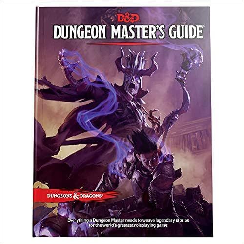 D&D Dungeon Master's Guide book cover: undead figure with crown, holding staff, purple and gray hues.