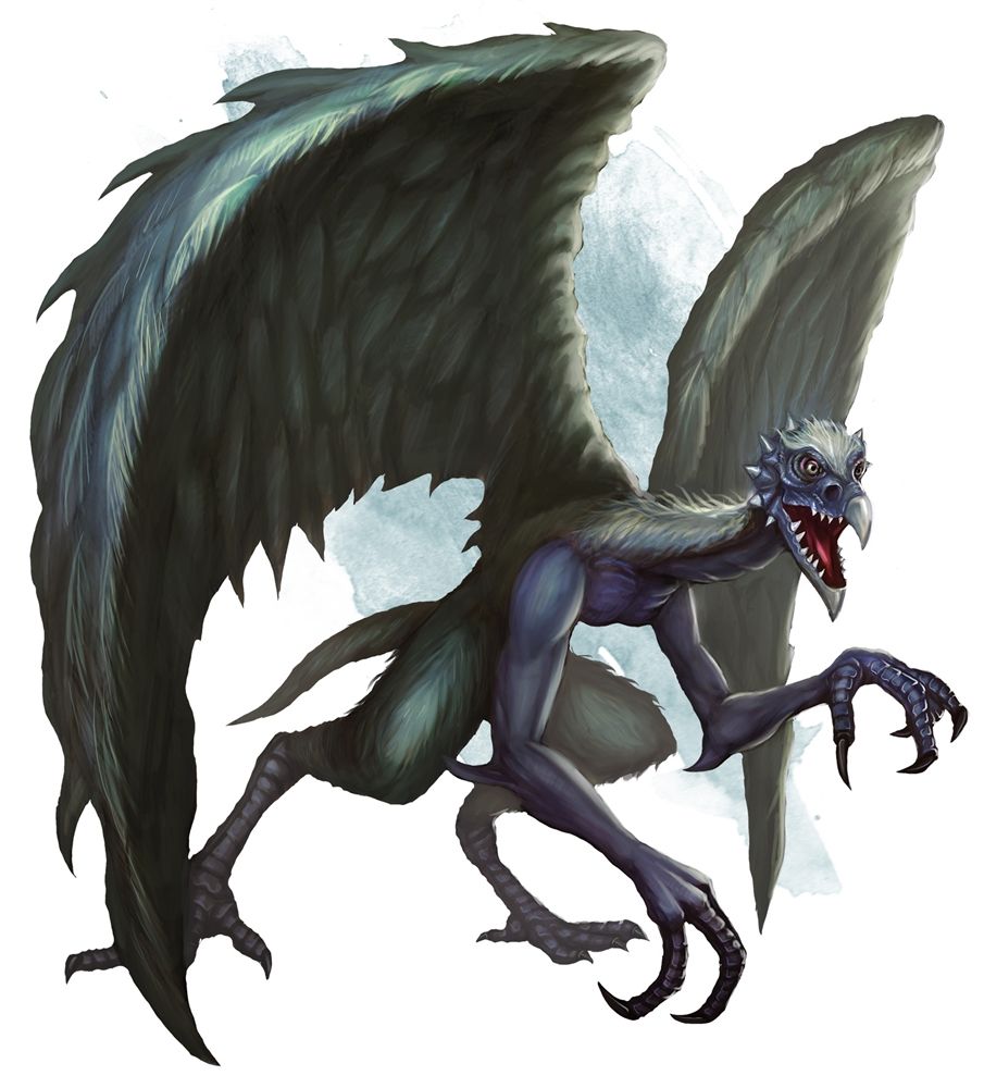 A winged gargoyle-like creature with a snarling expression and sharp claws.