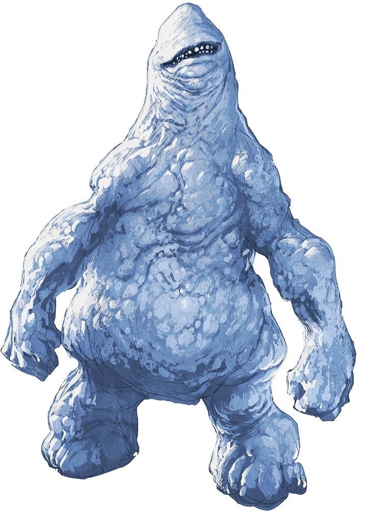 Blue-toned, bumpy, humanoid creature with a small mouth, standing and looking forward.