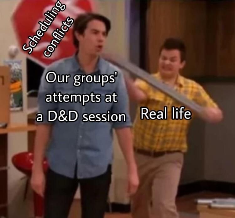 A meme showing a person getting hit by a metal bar with text:
