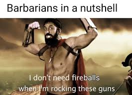 Man with beard flexing, from 300. Text: