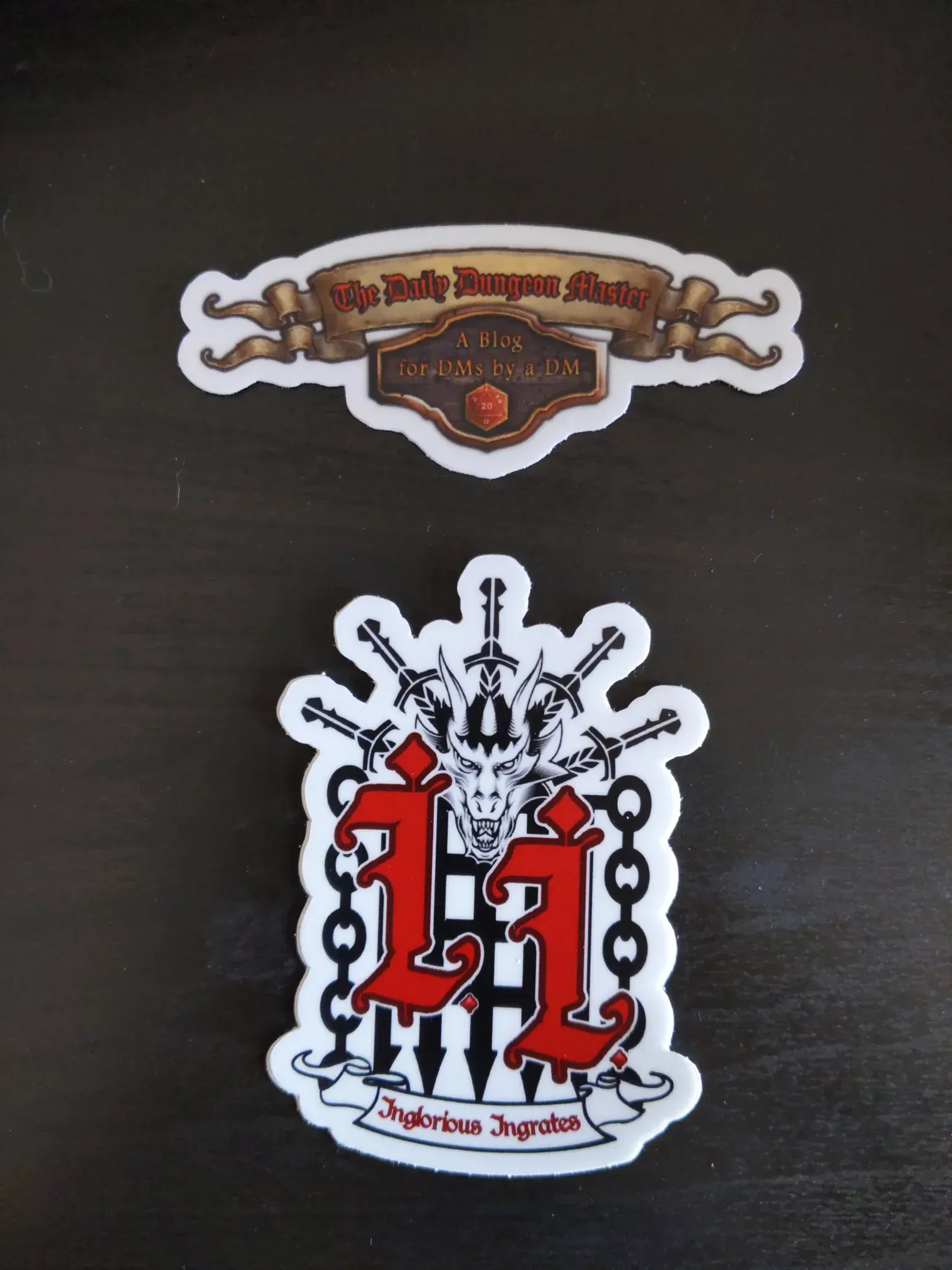 Two stickers: Top, banner