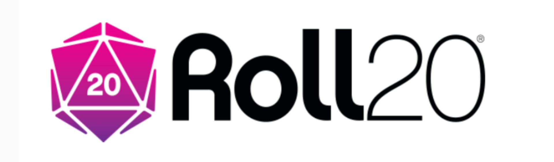 Roll20 logo: A purple d20 die and black text reading