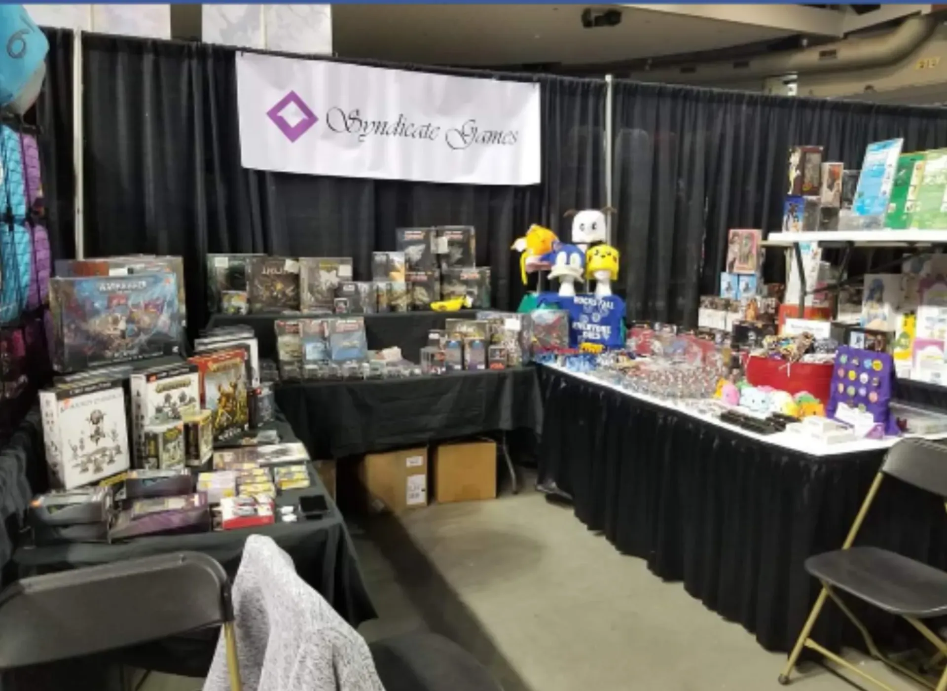 A booth at a convention. 